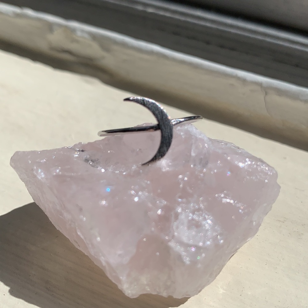 Silver moon ring
